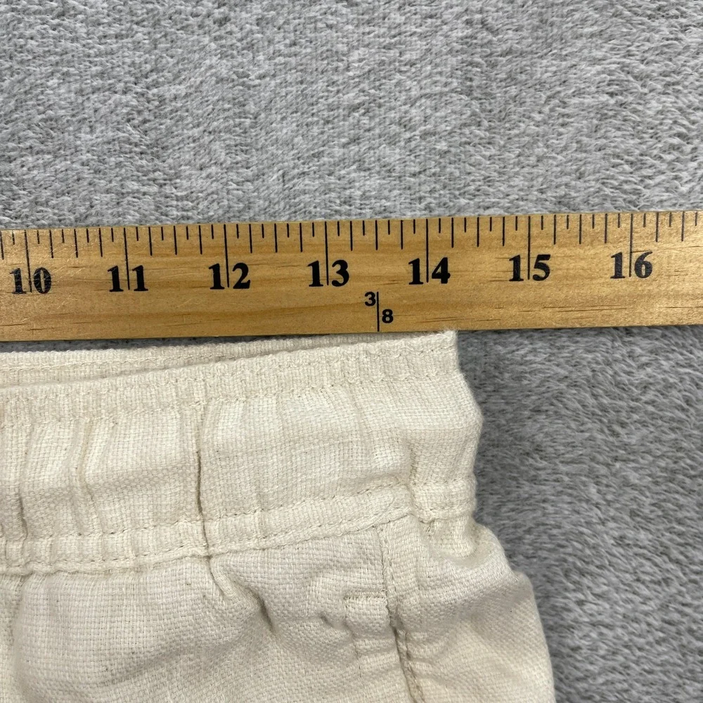 Zara Pants Men Small Cream Cotton Blend Drawstring Elastic Waist Straight Leg